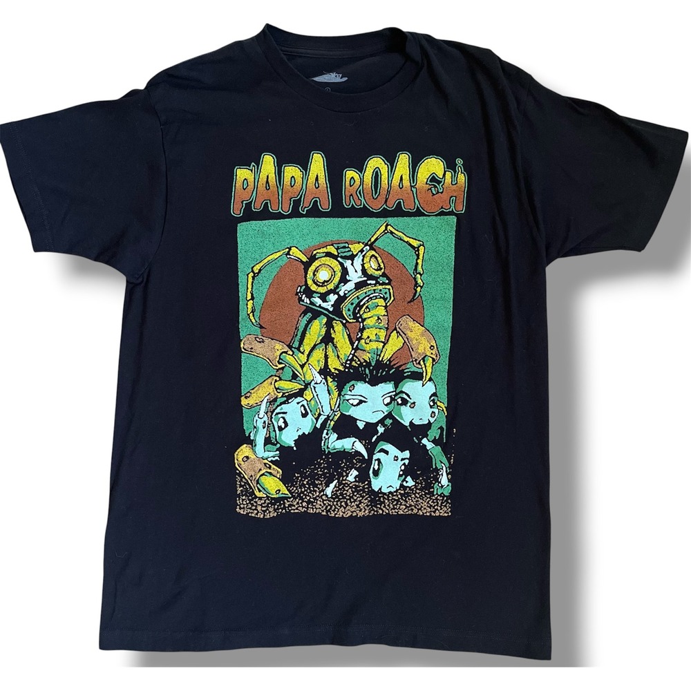 Papa Roach Mens Graphic T-Shirt Black Cotton Band Tee Kings Road Merch Large